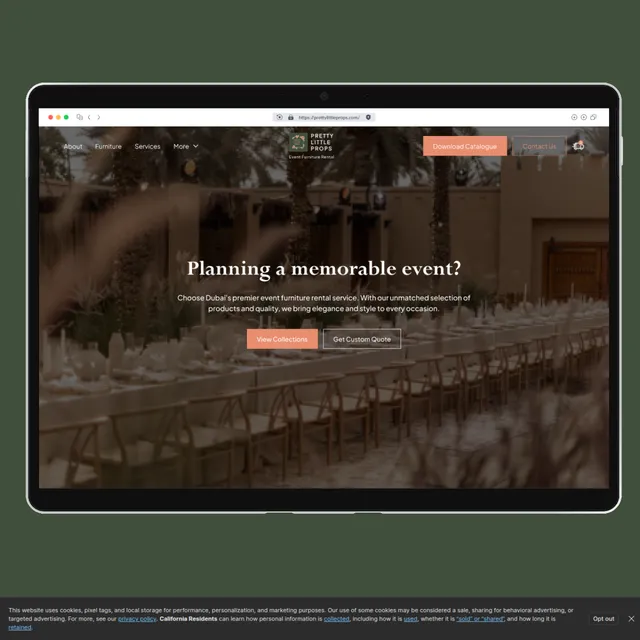 User Experience Design for Pretty Little Props Website preview